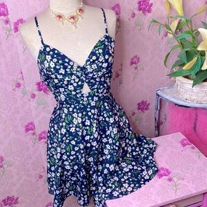 🌹 Floral Navy Blue Cutout Sundress 🌹